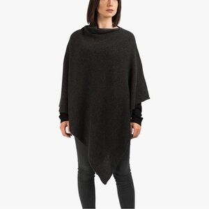 Dalle Piane Charcoal/Black 100% Cashmere Poncho—GORGEOUS!! Like New—One Size